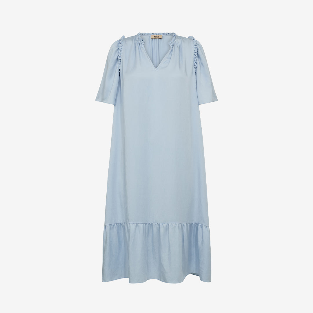 Blå midi-klänning MMAura Annie Dress från Mos Mosh i Lyocell och viskos, färg skyway