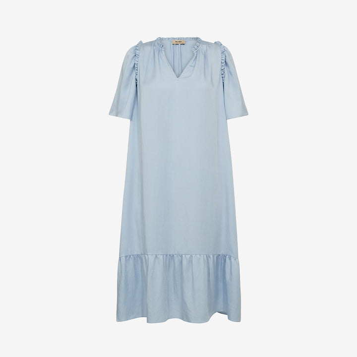 Blå midi-klänning MMAura Annie Dress från Mos Mosh i Lyocell och viskos, färg skyway