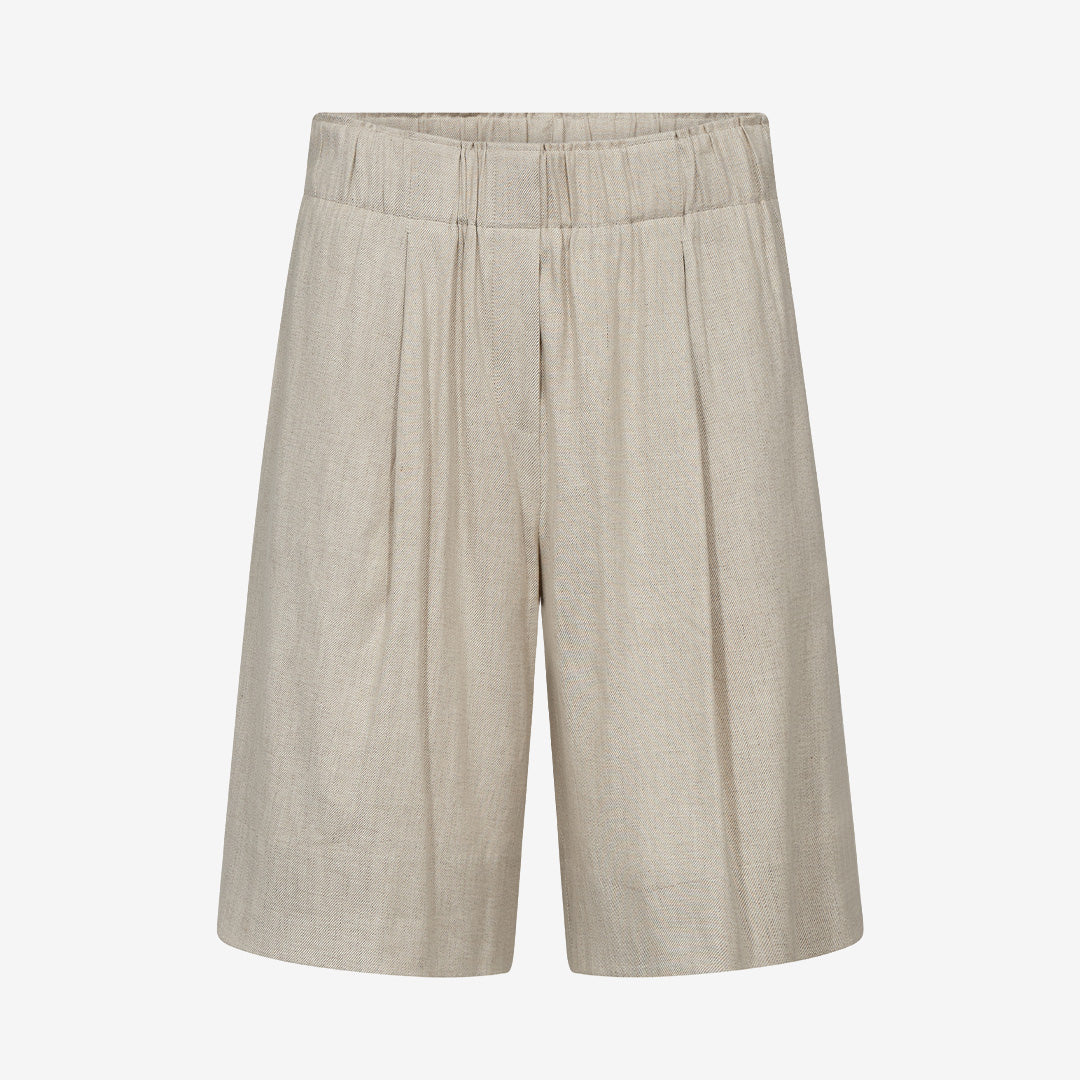 Beige raka shorts MMUlla Miri Shorts från Mos Mosh i linne och viskos, färg clay
