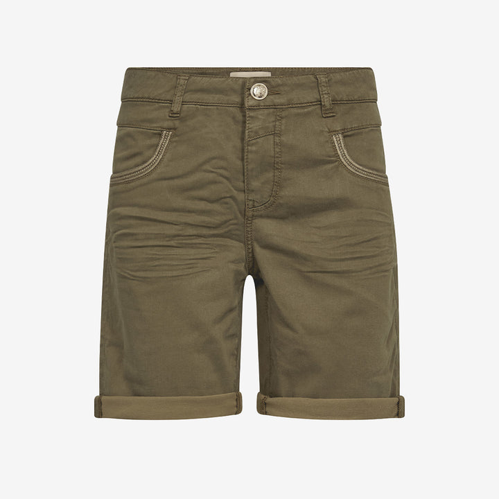 Mos Mosh 179910 MMNaomi Treasure Shorts i burnt olive med bekväm passform och mjuk materialblandning för dam