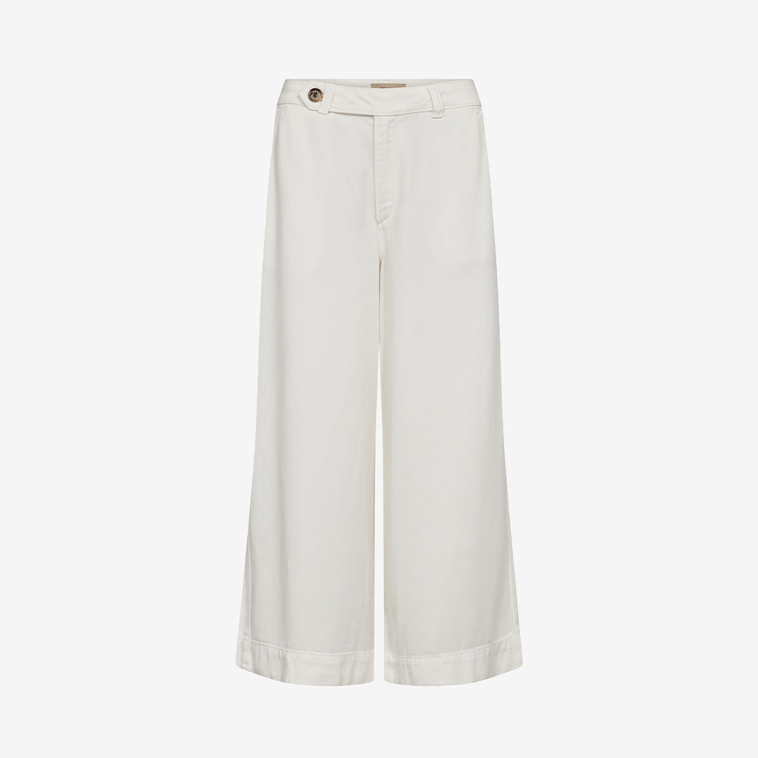 Vita vida cropped-byxor MMBantry Stalom Pant från Mos Mosh i Lyocell, färg white