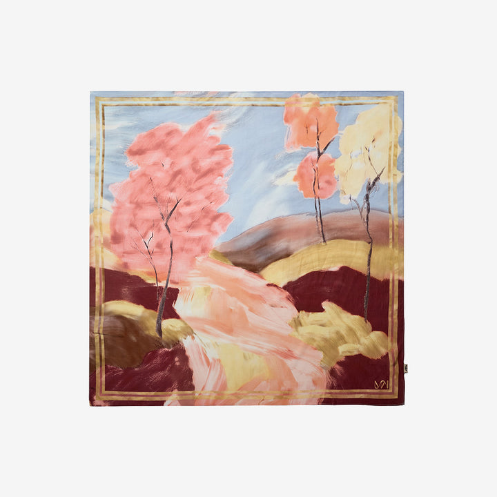Mos Mosh 180480 MMLandscape Scarf i blått med mjuk kvalitet i viskos och bomull för dam