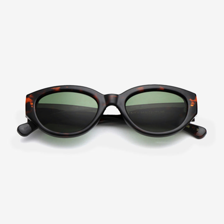 WINNIE Demi Tortoise solglasögon med ovala linser och kraftig sköldpaddsmönstrad ram