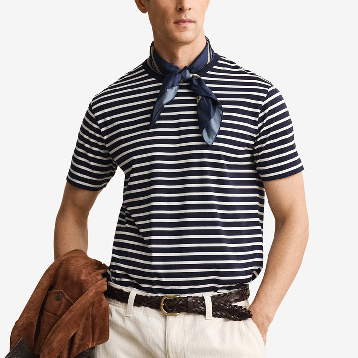 Randig Pima T-shirt från Gant i evening blue med kort ärm och rund hals