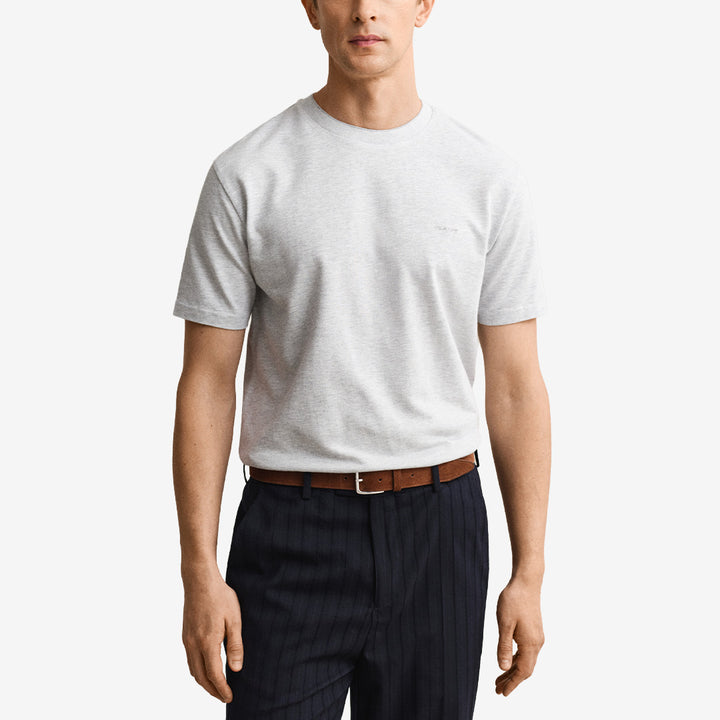 Tvåfärgad piqué T-shirt från Gant i grey melange med kort ärm och rund hals