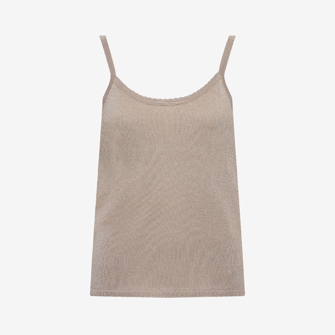 Topp i viskos och lurex från Levete Room i färgen Plaza Taupe Combi