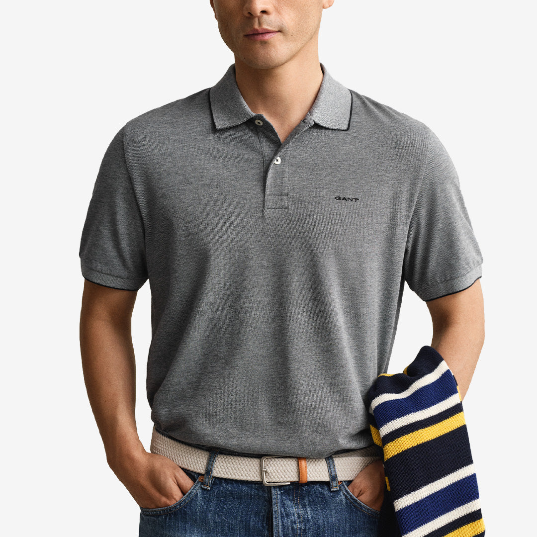 2 tone ss polo i evening blue, 100 % bomull