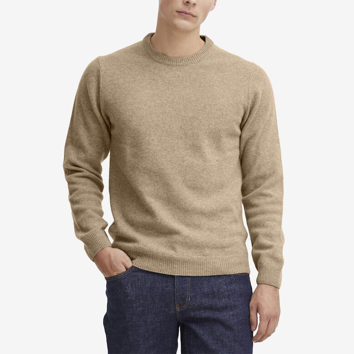 Karl Crew Neck Bounty Knit Silver Mink Melange stickad ulltröja med rund hals från Casual Friday