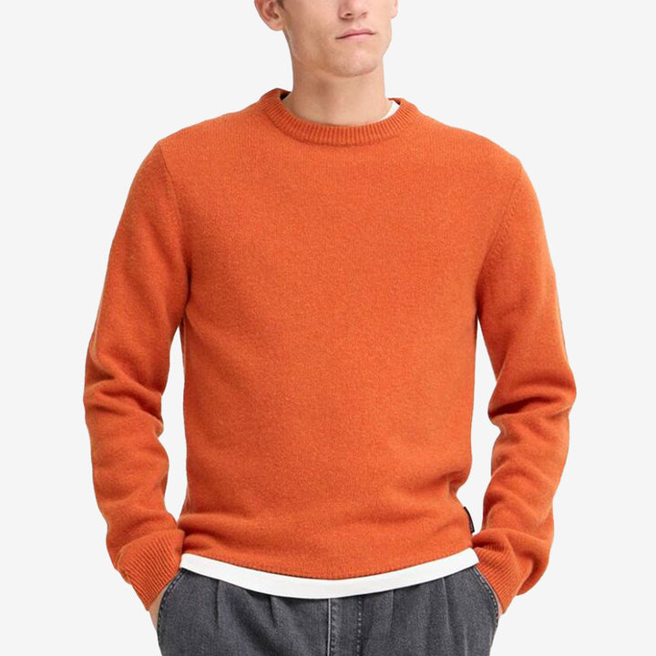 Stickad herrtröja Karl med rund hals i ullmix, klassisk och bekväm design