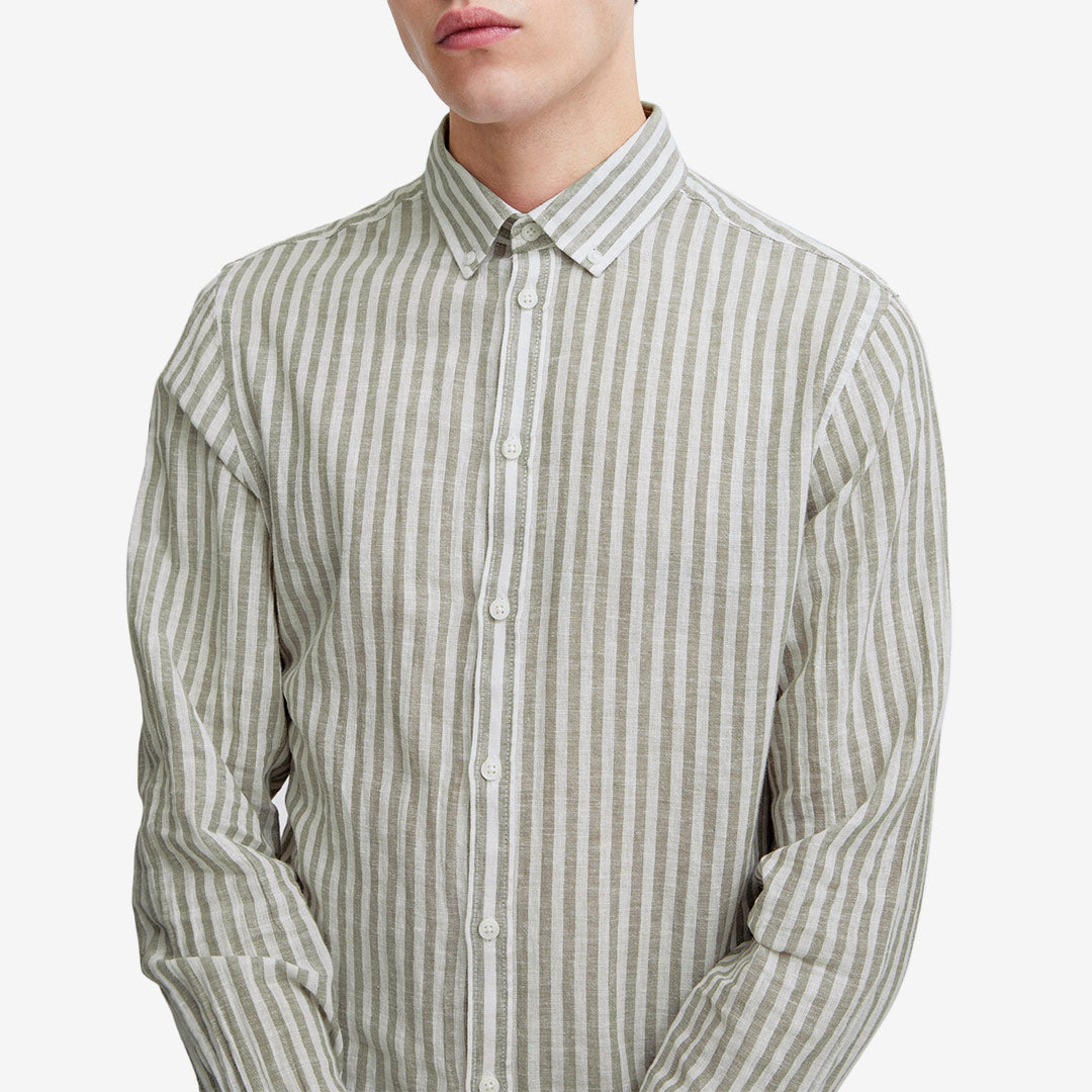 CFAnton LS BD striped linen mix shirt