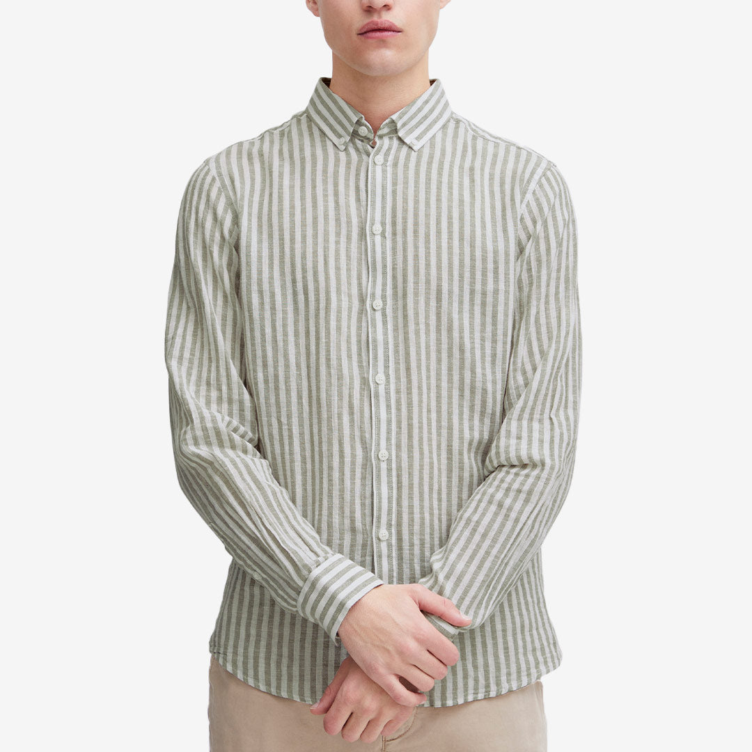 CFAnton LS BD striped linen mix shirt