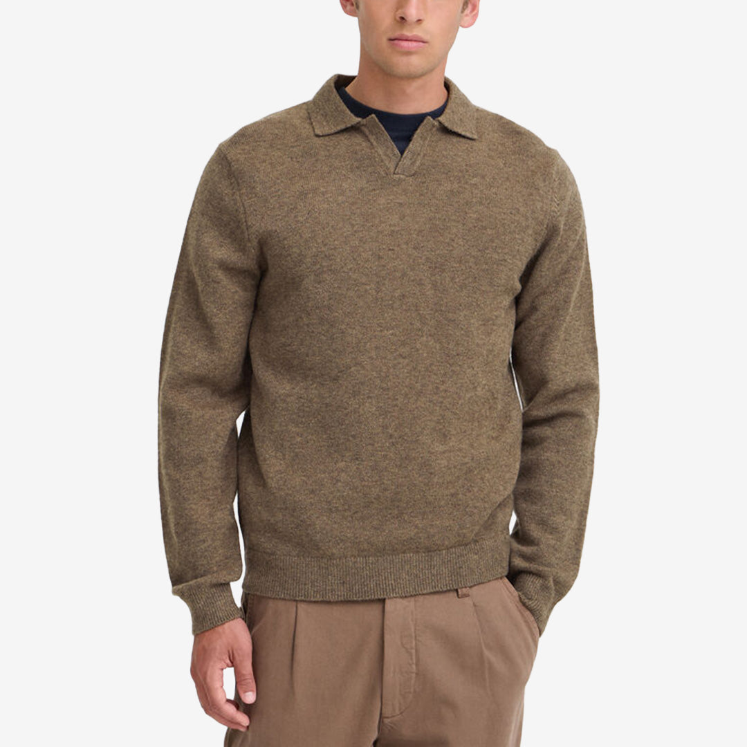 CFKarl Polo Knit Chocolate Chip stickad polotröja från Casual Friday