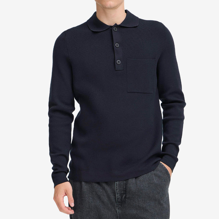 Casual Friday Ingmar Knitted Polo – stickad pikétröja med krage i viskosmix

