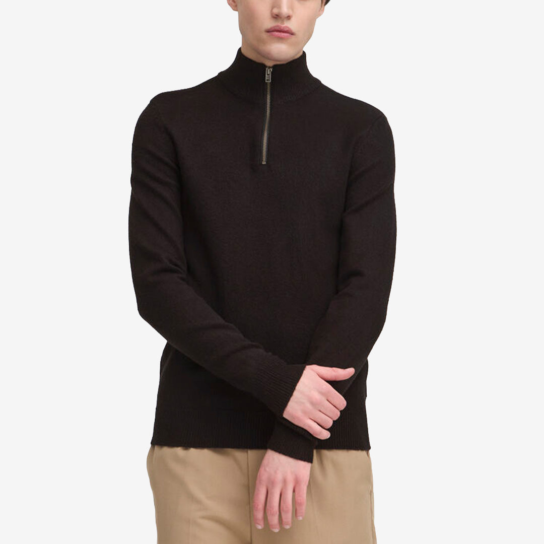 CFHeine Halfzip Knit Black Beauty Melange stickad tröja med halv dragkedja från Casual Friday