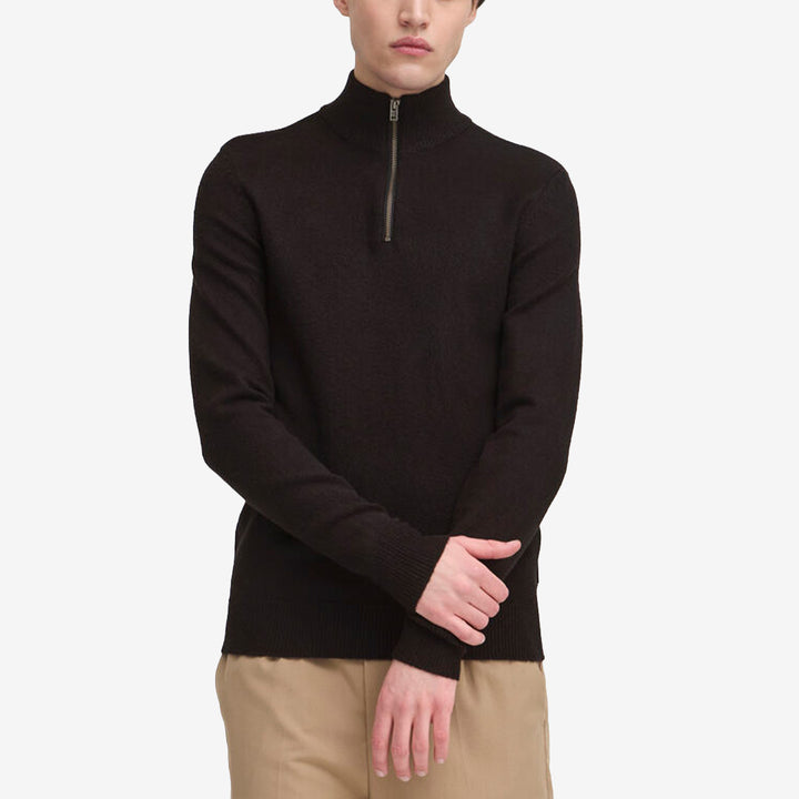 CFHeine Halfzip Knit Black Beauty Melange stickad tröja med halv dragkedja från Casual Friday