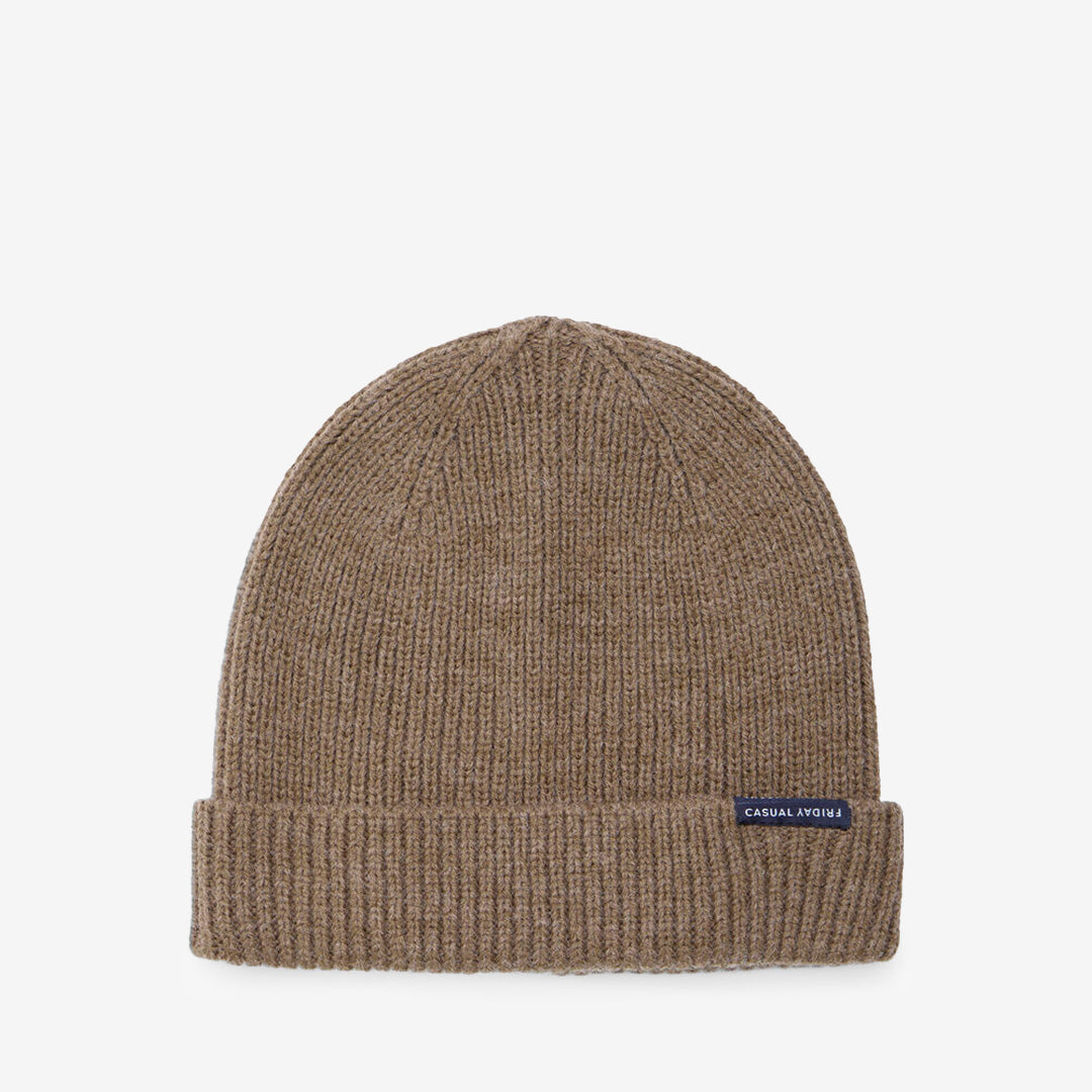 CFAlkin Rib Beanie Chocolate Chip Melange ribbstickad mössa i lammullsblandning från Casual Friday