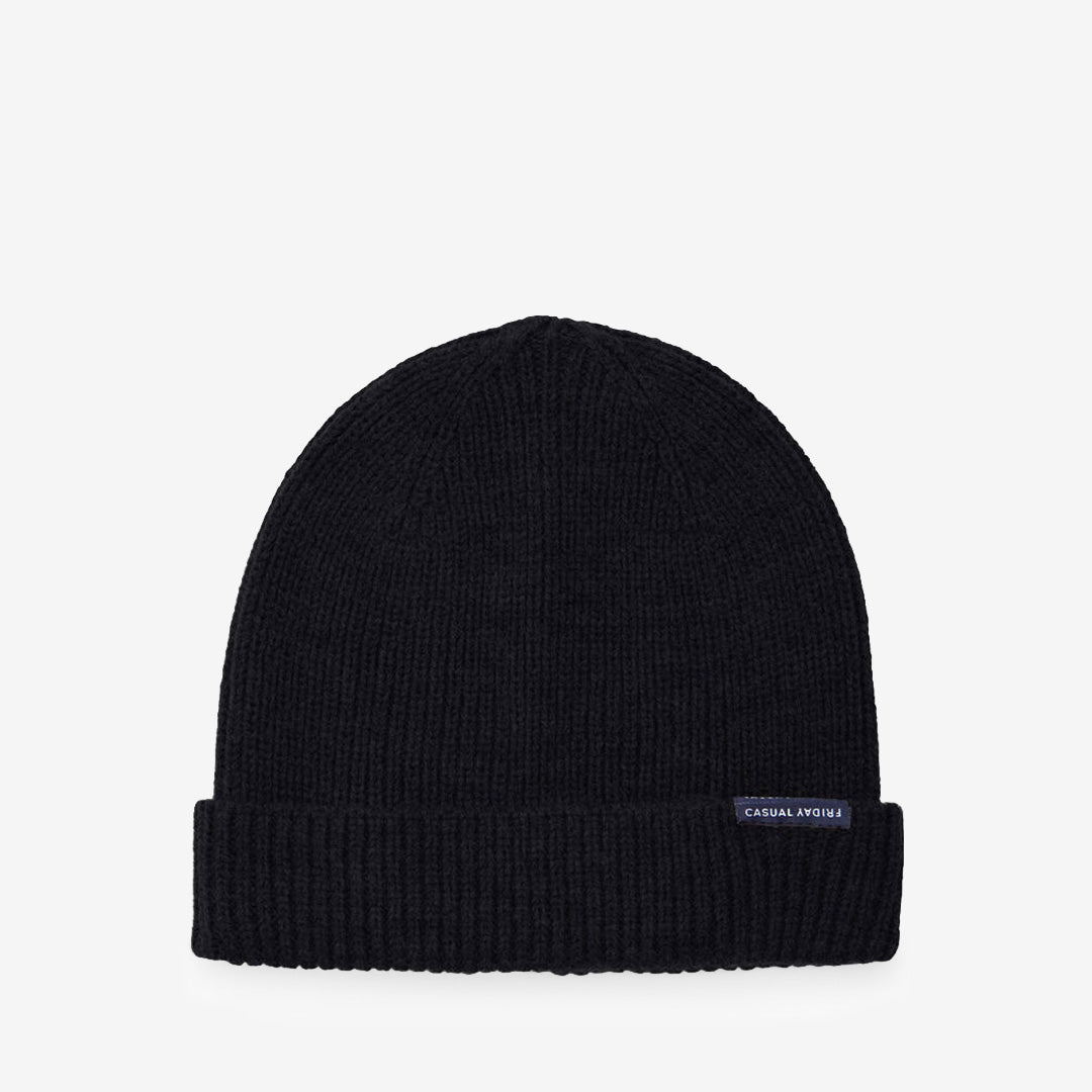 CFAlkin Rib Beanie Black Beauty ribbstickad mössa i lammullsblandning från Casual Friday
