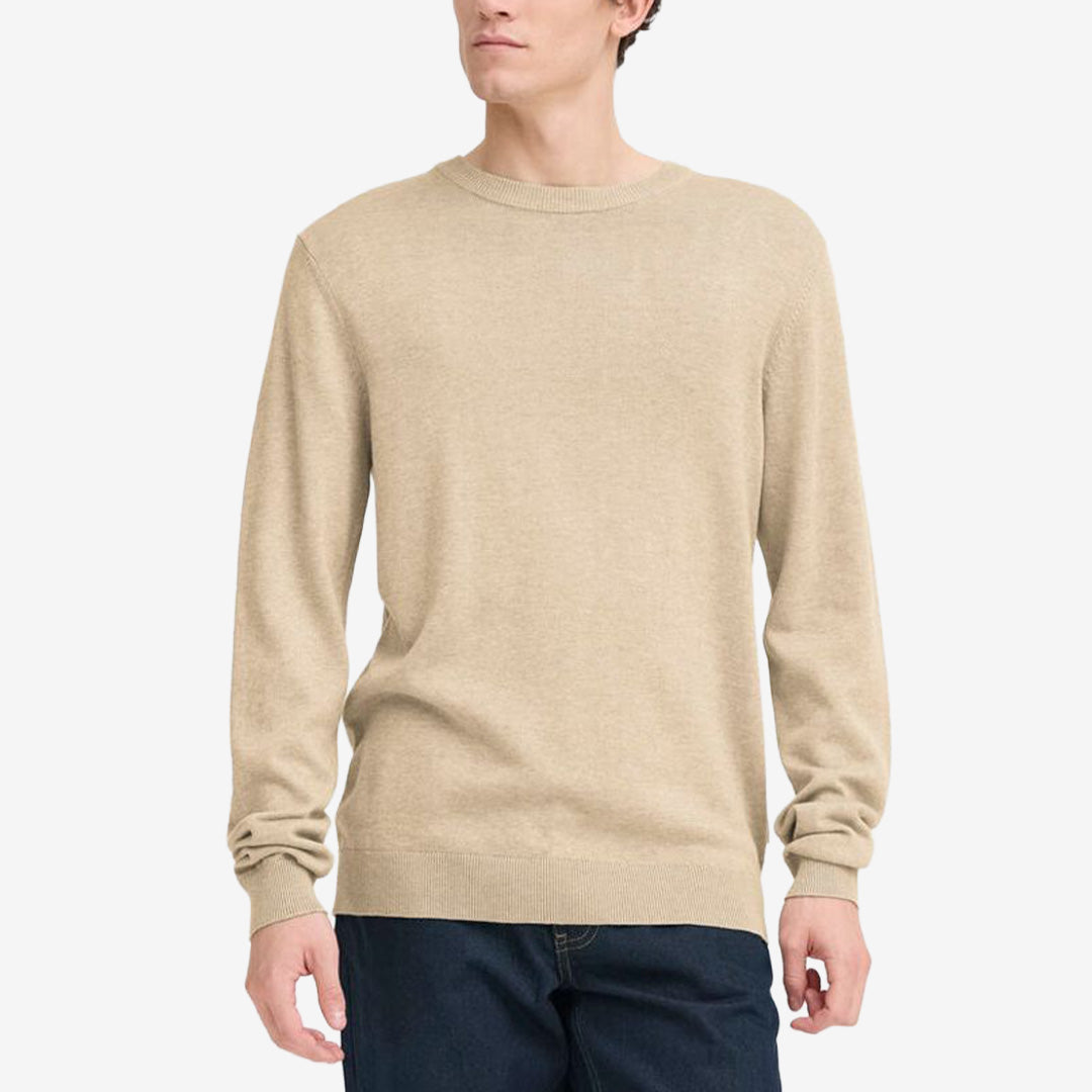 CFBELLS LS Crew Knit i färgen Silver Sage Melange i stickad bomulls- och lyocellblandning