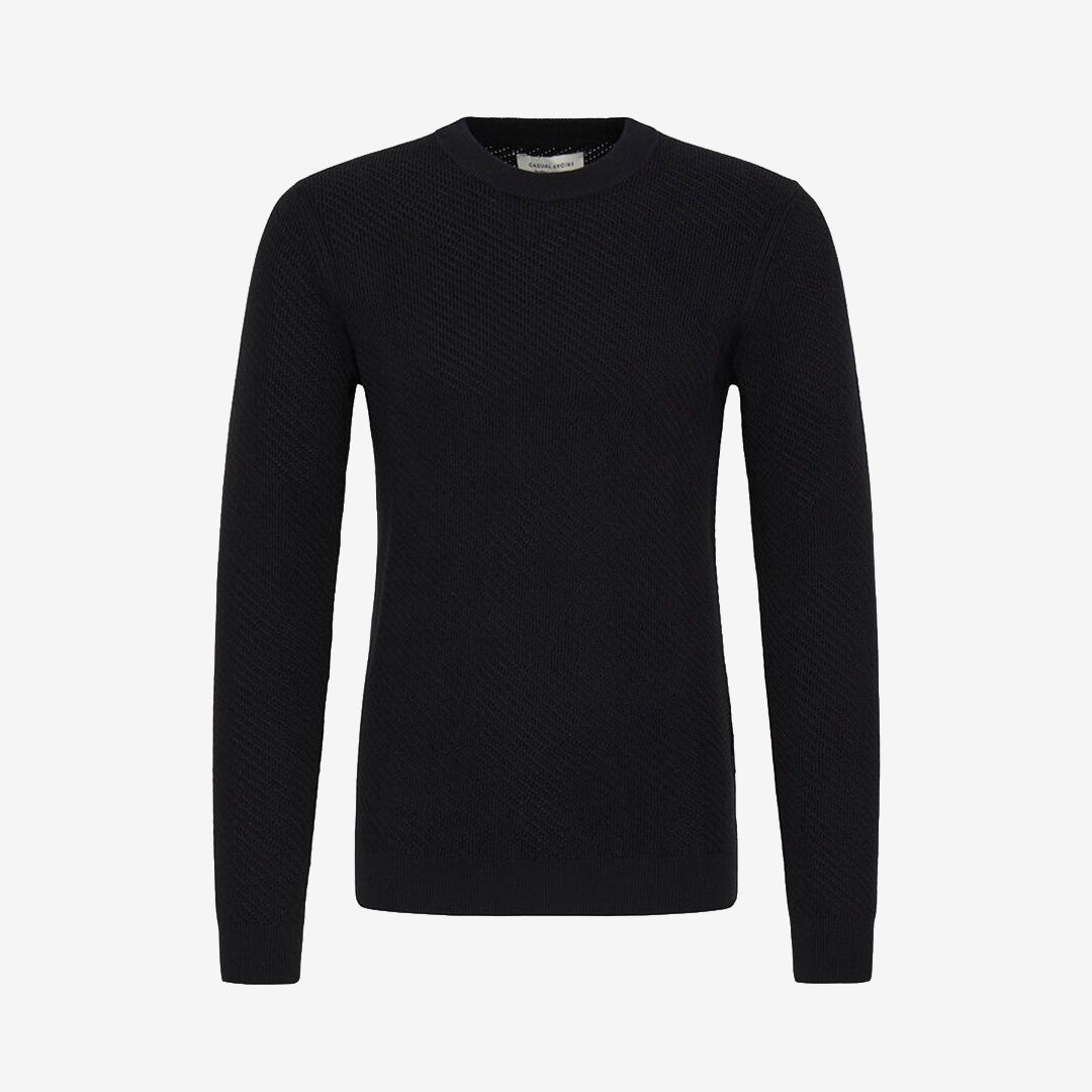 CFISAKSSON LS Crew Knit i färgen Dark Navy, långärmad pullover