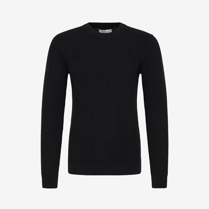 CFISAKSSON LS Crew Knit i färgen Dark Navy, långärmad pullover