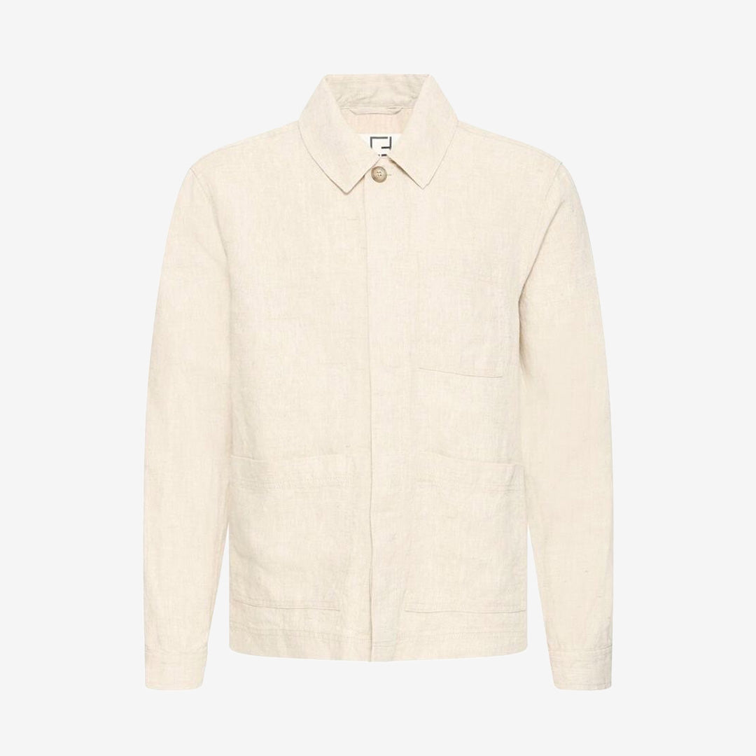 Taupe linnejacka herr i lätt och strukturerad kvalitet