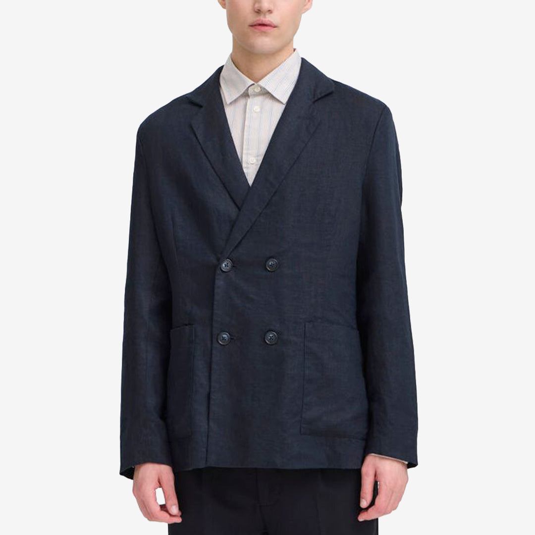 Dark Navy linneblazer herr i lätt och strukturerad kvalitet