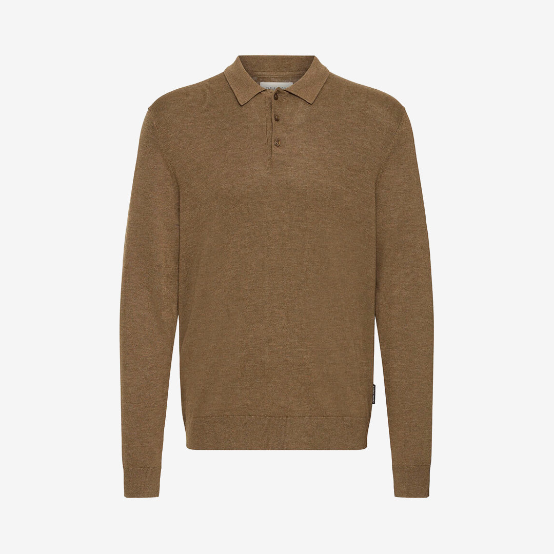 CFRennes Polo Knit Sepia Melange stickad pikétröja från Casual Friday