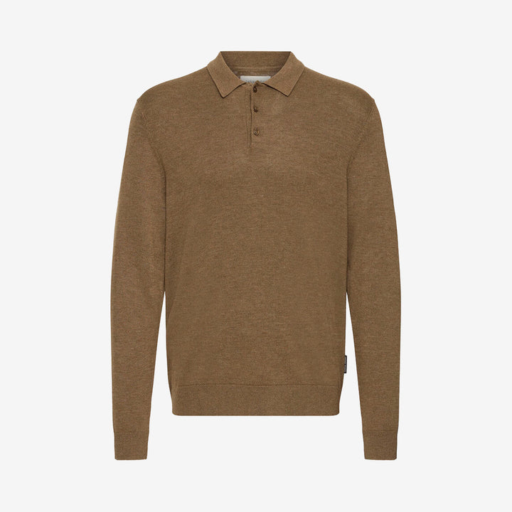 CFRennes Polo Knit Sepia Melange stickad pikétröja från Casual Friday