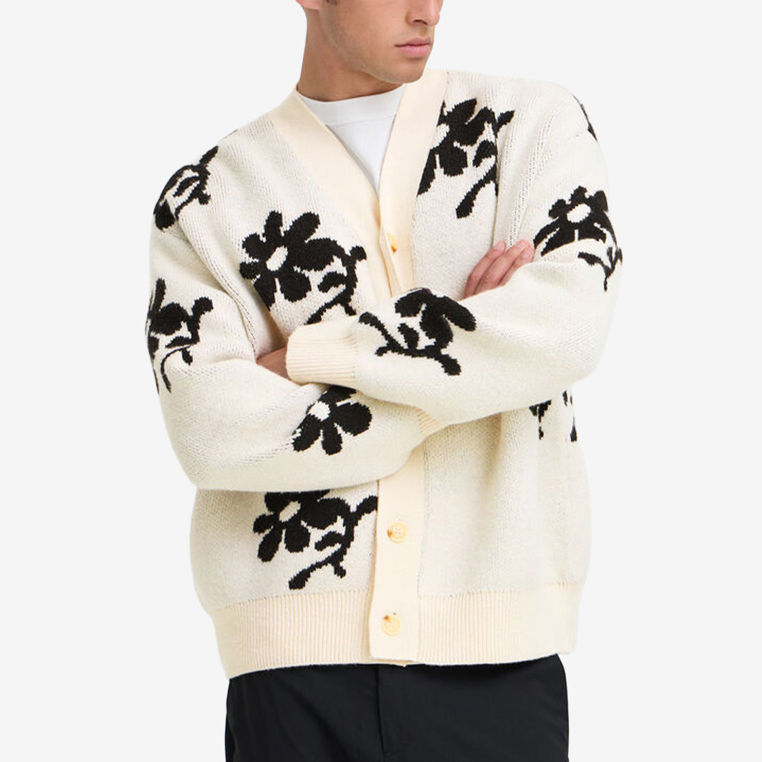 CFDia Intarcia Knit Cardigan Turtledove stickad kofta med intarsiamönster från Casual Friday