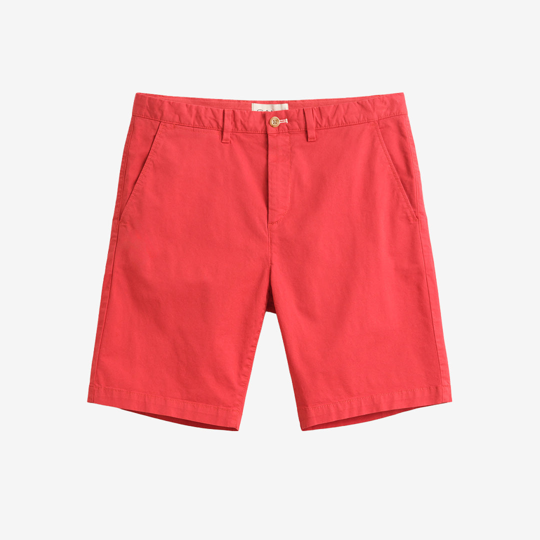 Reg sunfaded chino shorts i rose red, bomull och elastan