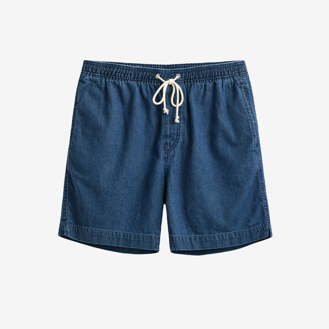 Reg denim ds shorts i mid blue, ekologisk bomull