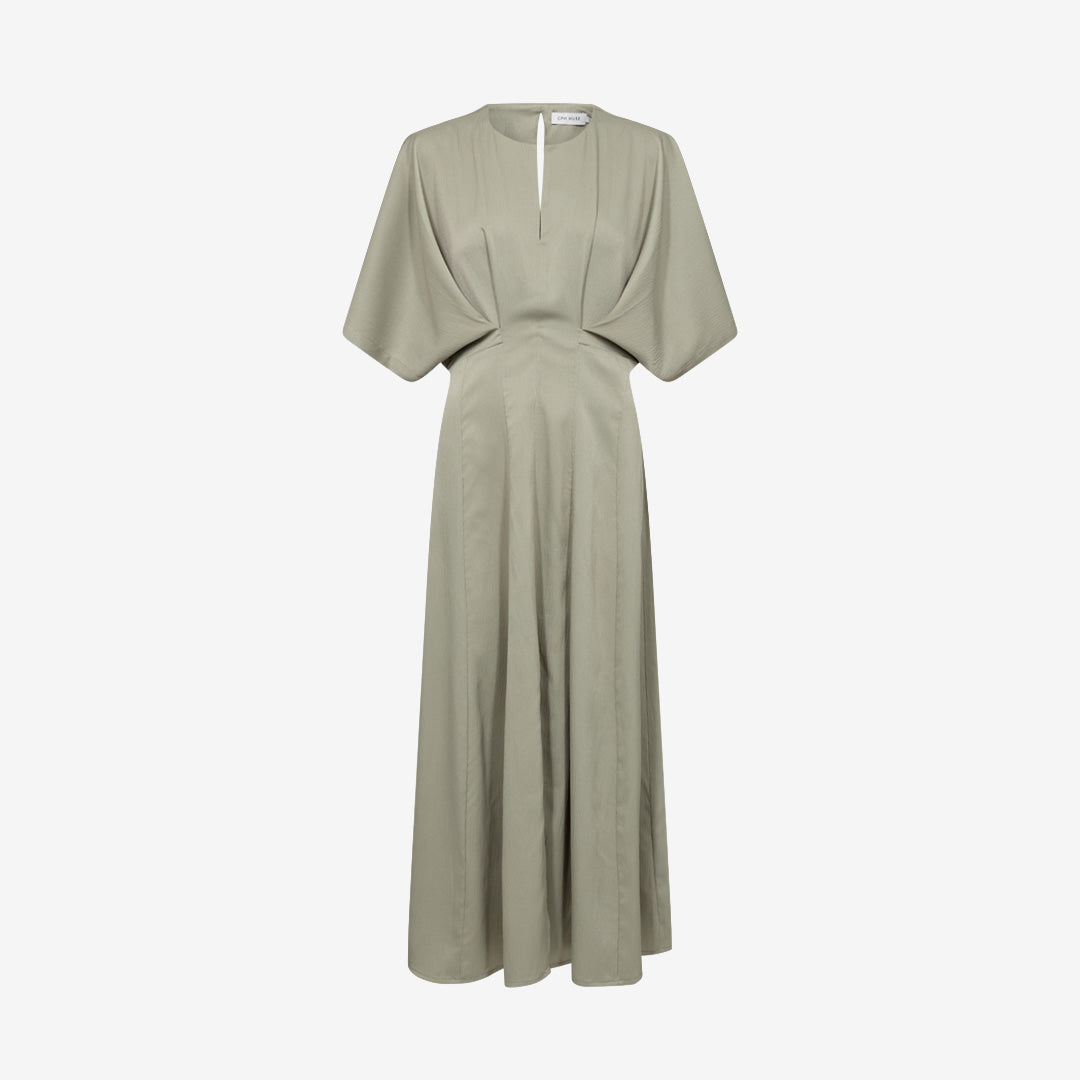 Copenhagen Muse CMVIANNA-DRESS lång klänning i strukturerat Vianna-material med slits framtill, färg Seagrass, 206279