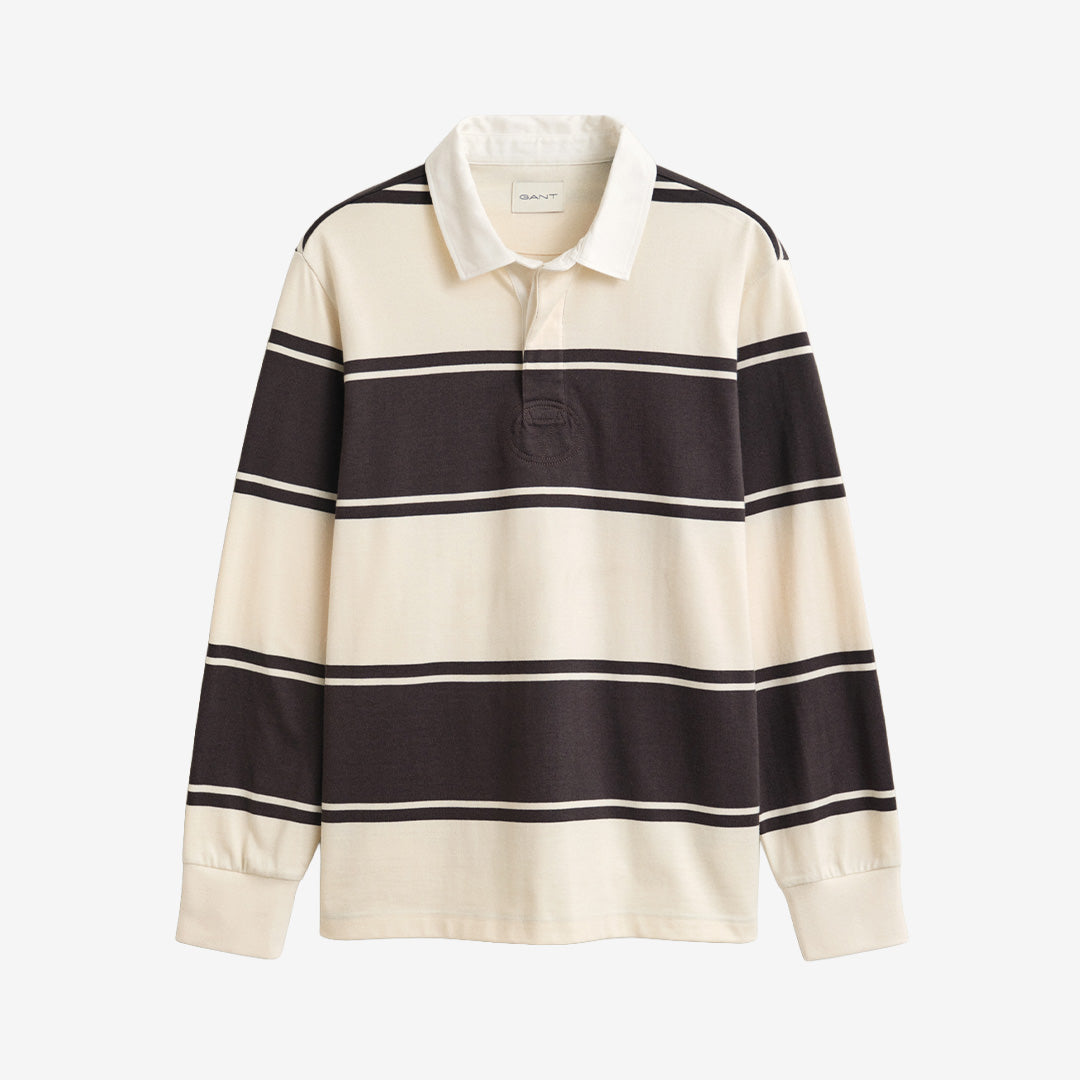 Gant Striped Rugger 2065071 i Charred Wood Brown med randigt mönster och chambraykrage för herr