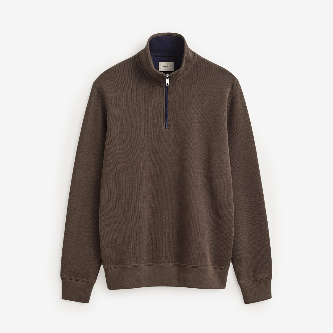 GANT Sacker Rib Half-Zip Sweatshirt herr Shadow Brown 2067160-262