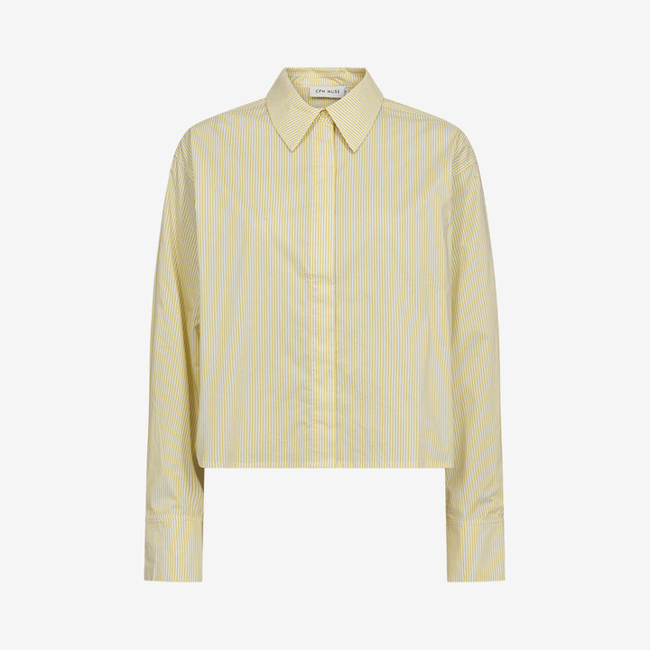 CMBLAIRE-shirt i citron med dold knappslå och långa ärmar