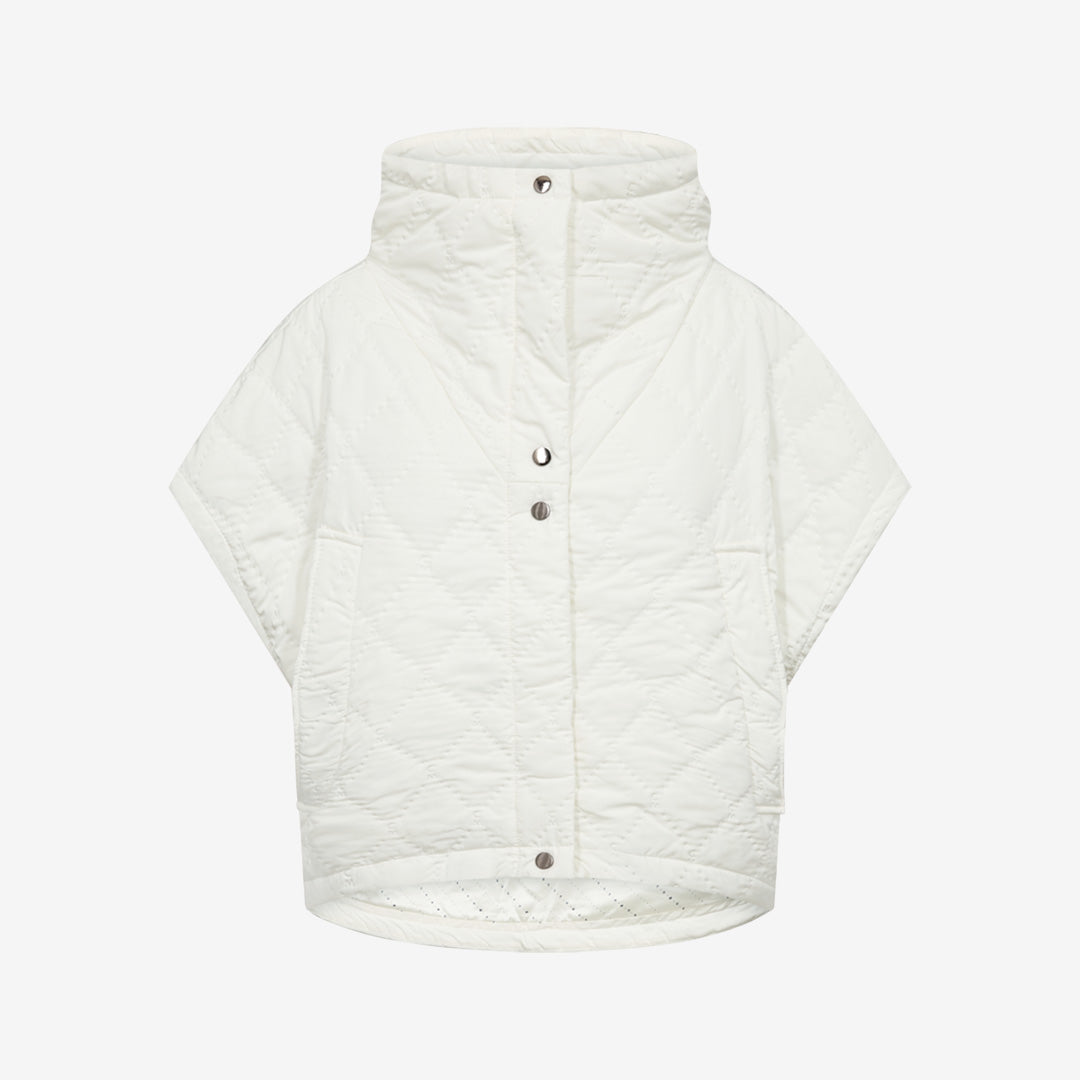 CMNET-CAPE cape i polyester i färgen Jet Stream med hög krage och texturerat mönster