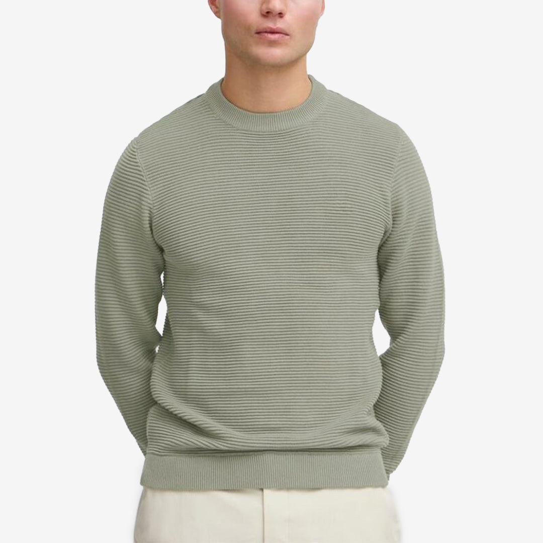 SDValencia knit pullover i färgen Vetiver, stickad grön herrtröja i bomull