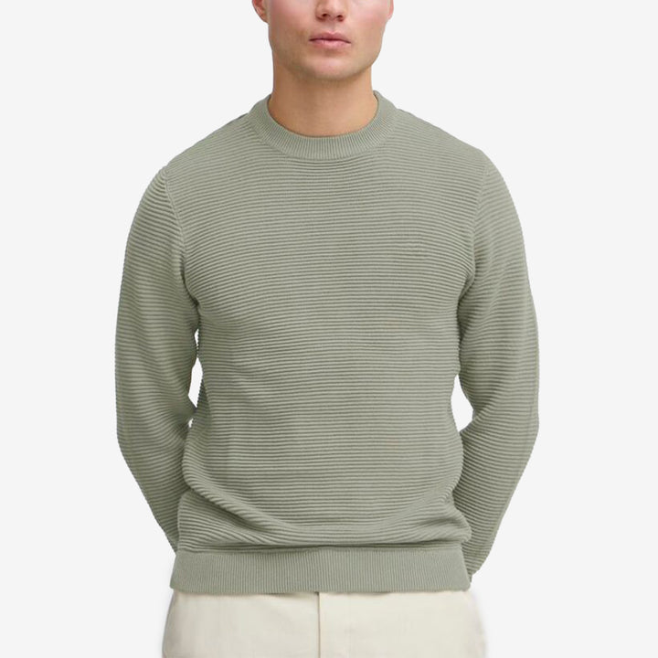 SDValencia knit pullover i färgen Vetiver, stickad grön herrtröja i bomull