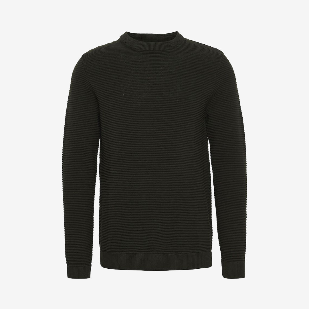 SDValencia knit pullover i färgen Rosin, stickad mörkgrön herrtröja i bomull