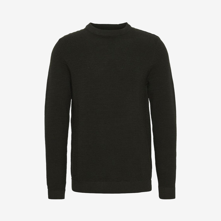 SDValencia knit pullover i färgen Rosin, stickad mörkgrön herrtröja i bomull