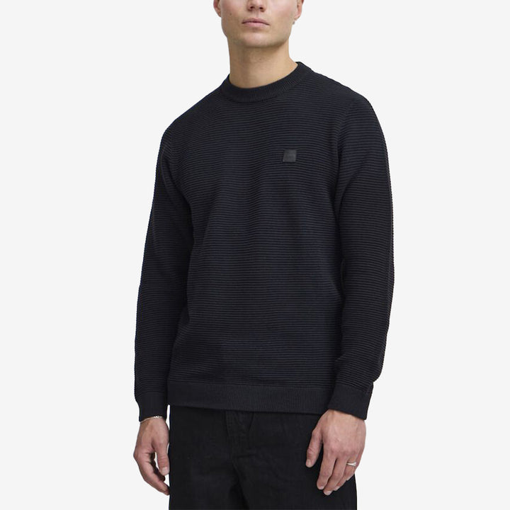SDValencia knit pullover i färgen Black, stickad svart herrtröja i bomull