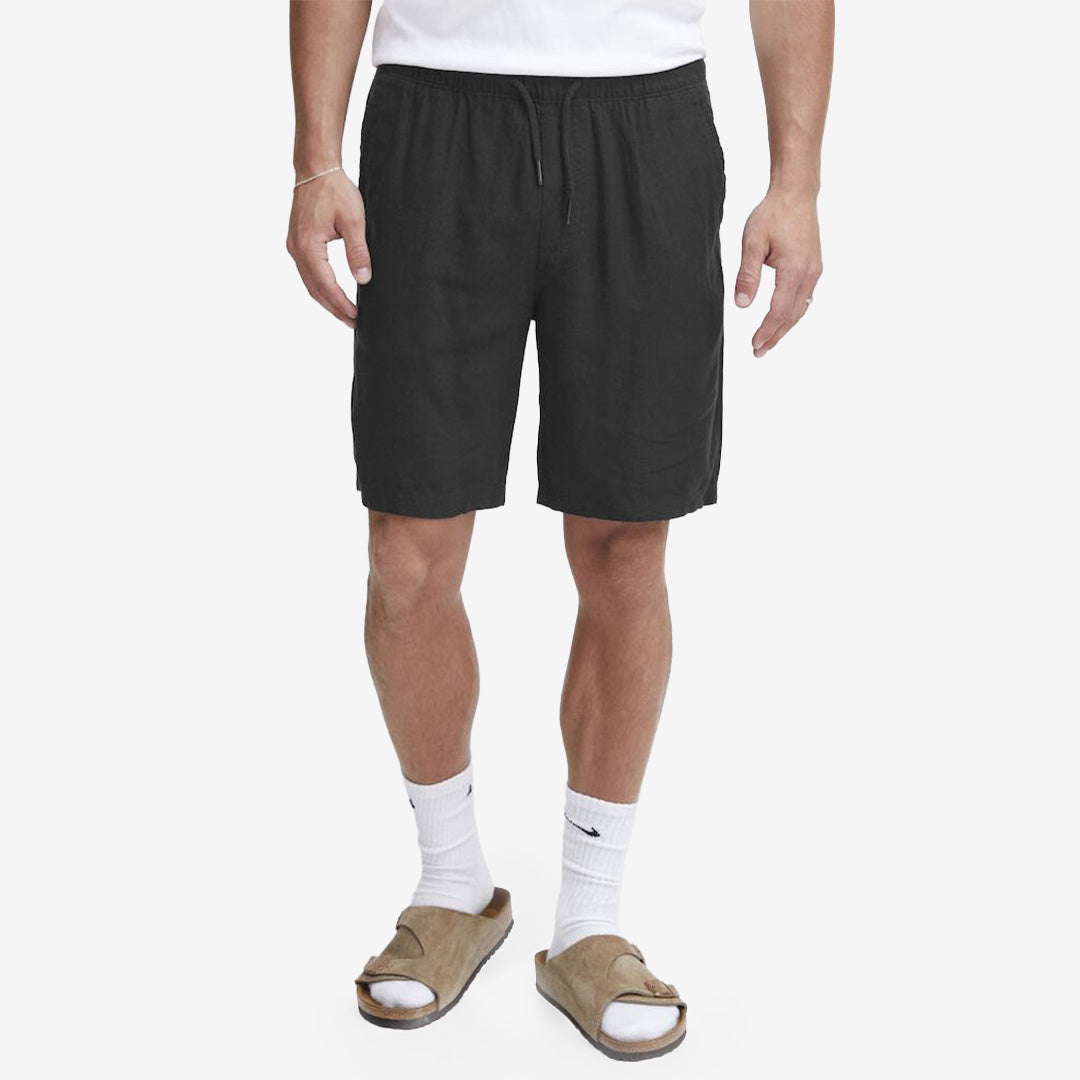 SDAurelius Elasticated shorts i True Black med resår i midjan, lös passform i lin- och viskosblandning
