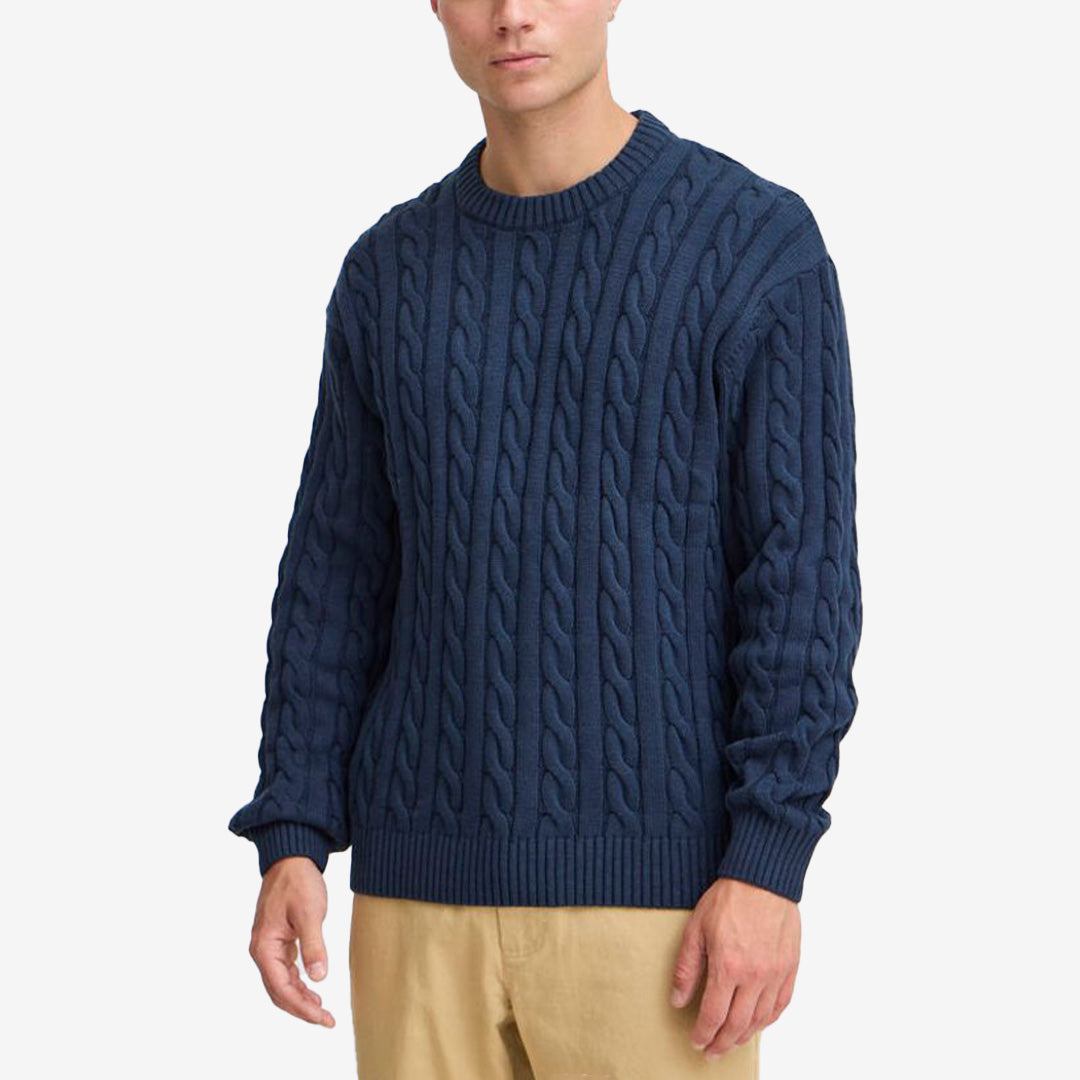 SDMALCOLM pullover herr i färgen Insignia blue, stickad bomullströja med rund hals