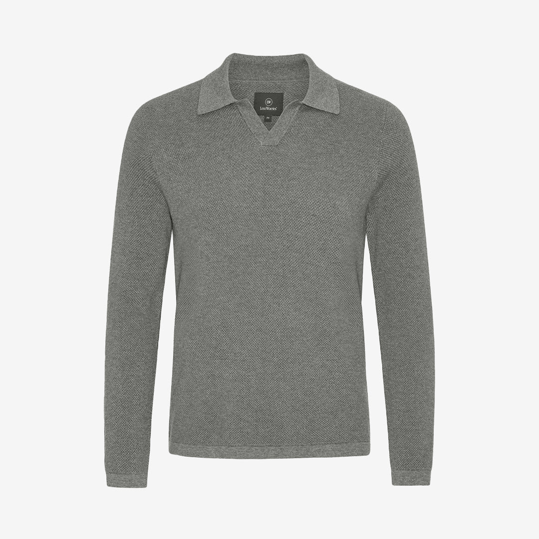 Grå bomullströja med bowlingkrage – Cotton Bowling Collar
