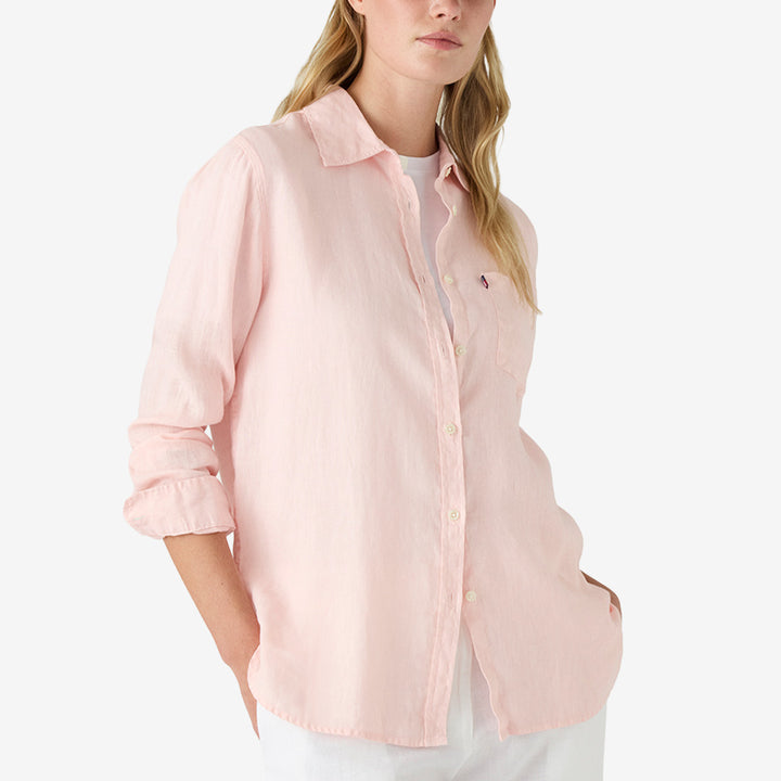 Ljusrosa linneskjorta i 100% linne från Lexington med avslappnad passform
