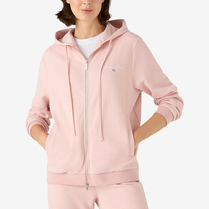 Rosa Lexington Classic Logo Zip Hoodie i bomull med dragkedja och logotyp.