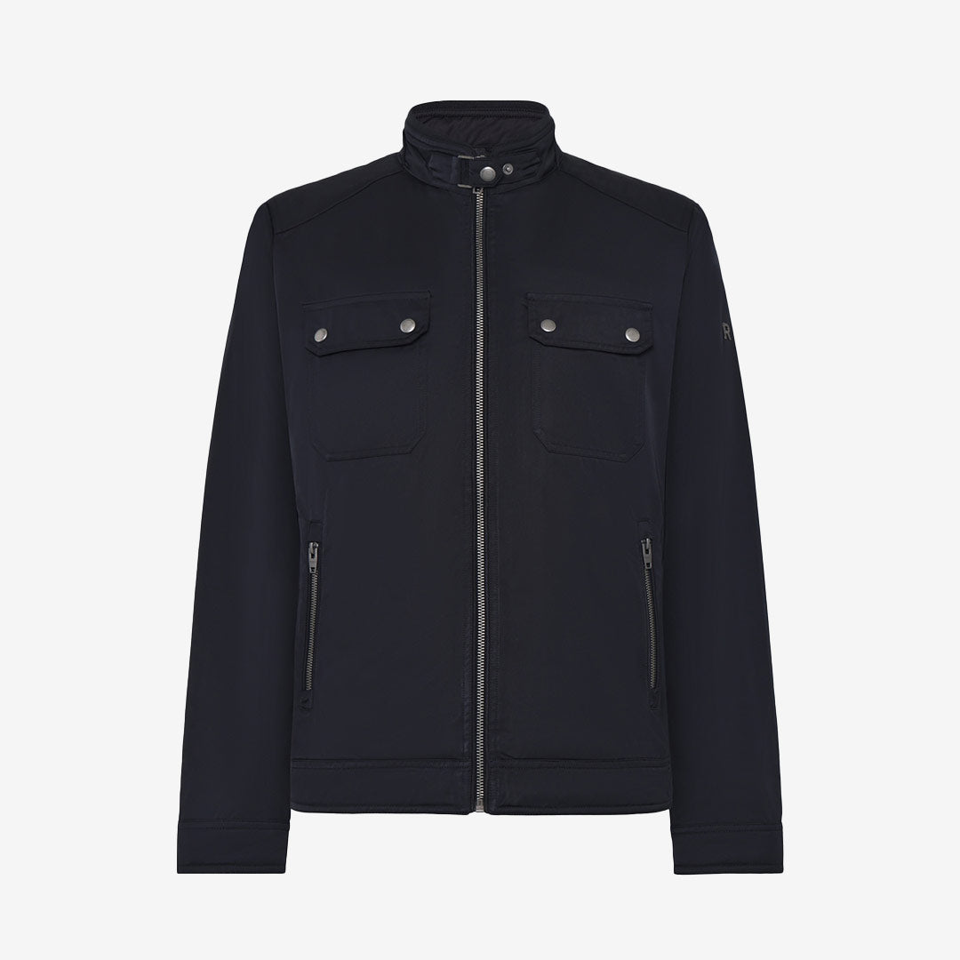 Rock and Blue Severin Jacket – lätt jacka i black blue med ståkrage och dragkedja