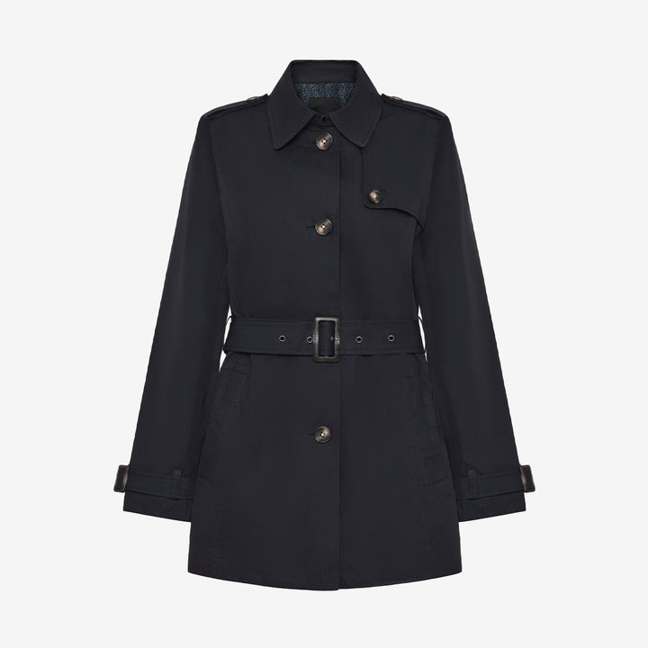 Rock and Blue Isabelle Coat – marinblå trenchkappa med bälte och klassisk siluett