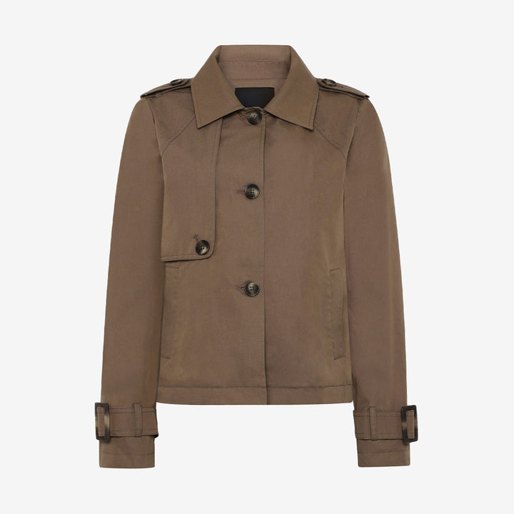 Rock and Blue Serafina Jacket – kort trenchjacka i dark taupe med klassisk passform