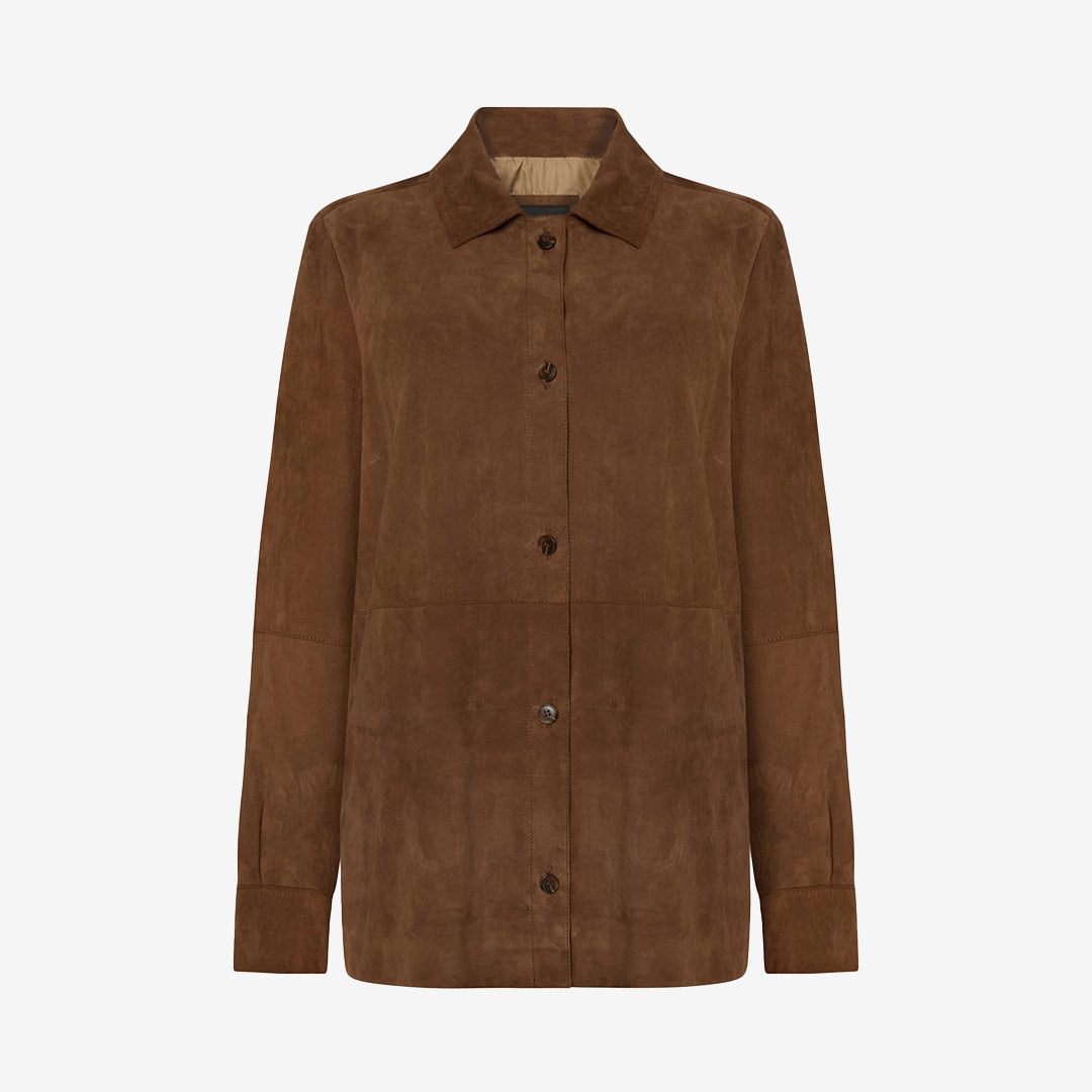 Rock and Blue Cassy Shirt Jacket Walnut brun skinnjacka i getskinn dam